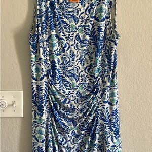 Sleeveless Blue & Teal Silk Floral Tory Burch dress